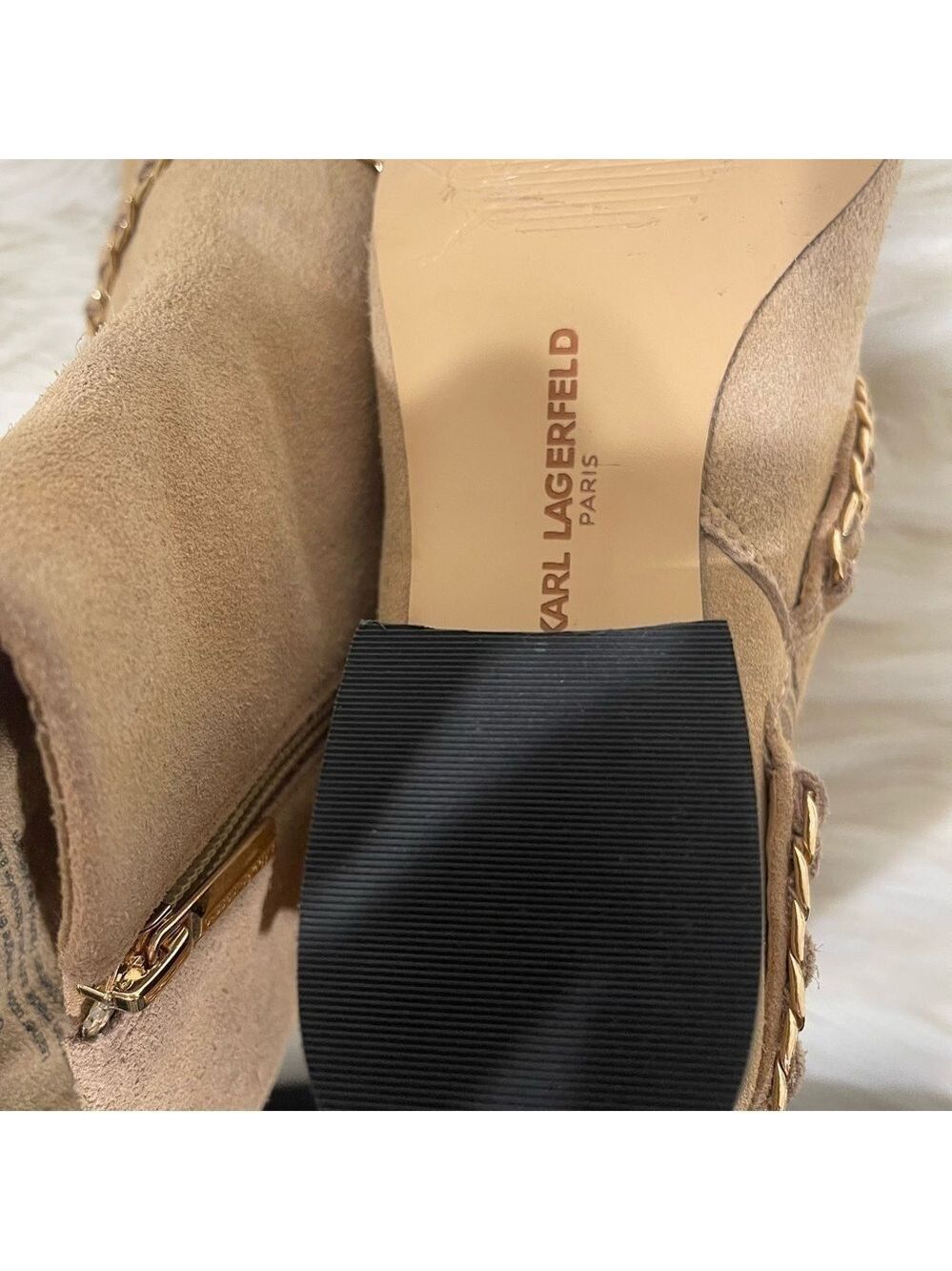 Women’s Karl Lagerfeld Cassie Tan Suede Leather Boots 6 US! - Picture 7 of 10